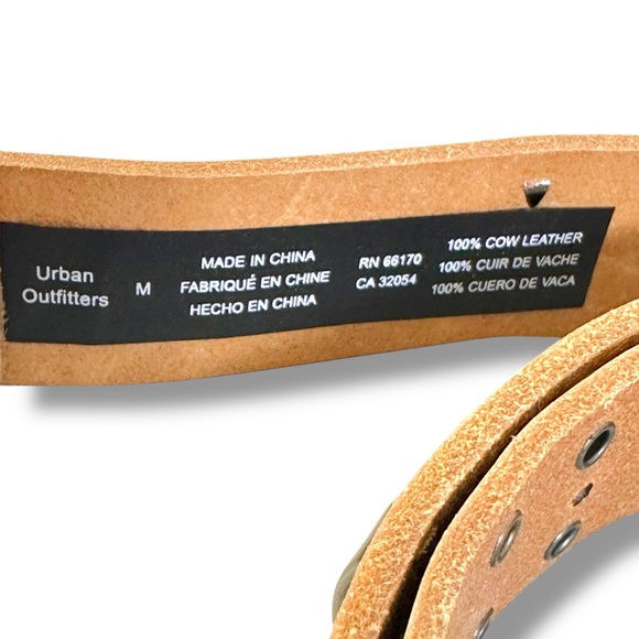 Urban Outfitters Western Bohemian Leather Studded Belt Off White Silver Medium - Picture 7 of 16